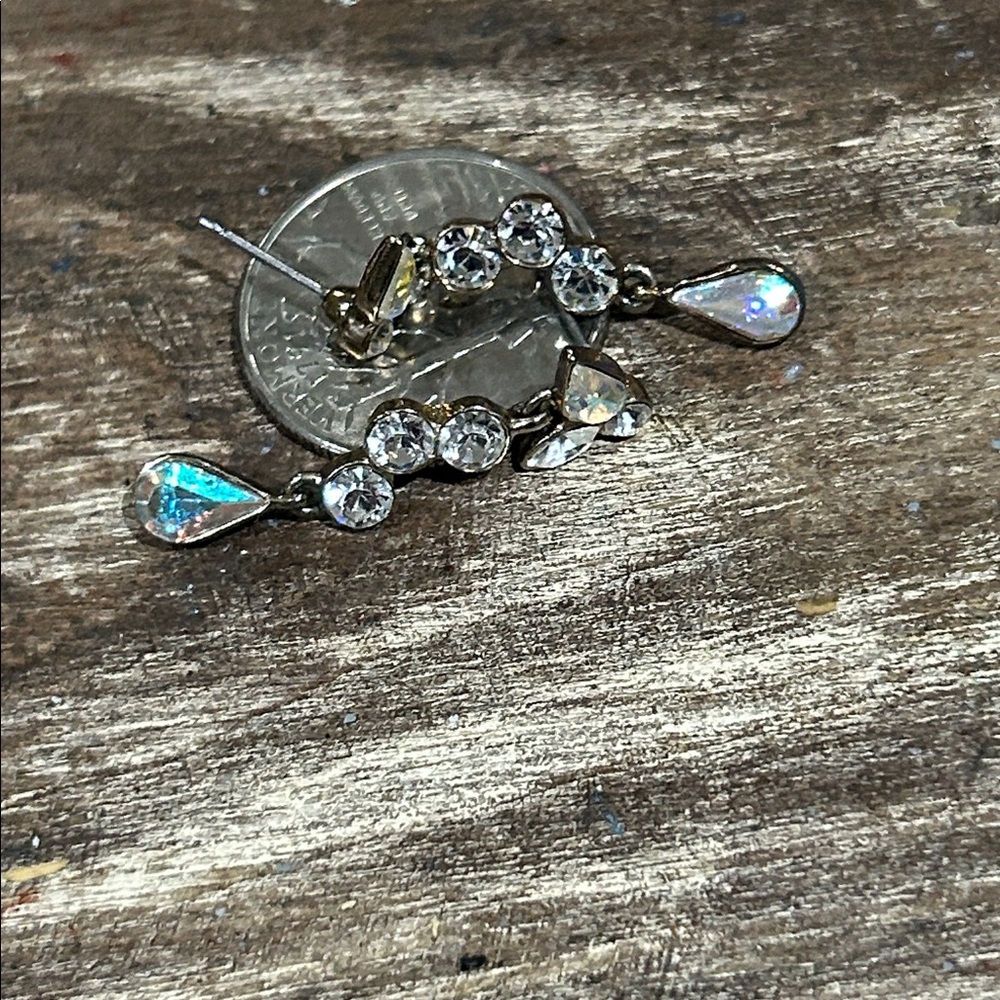 Gold and Silver Crystal Earrings - Picture 4 of 4